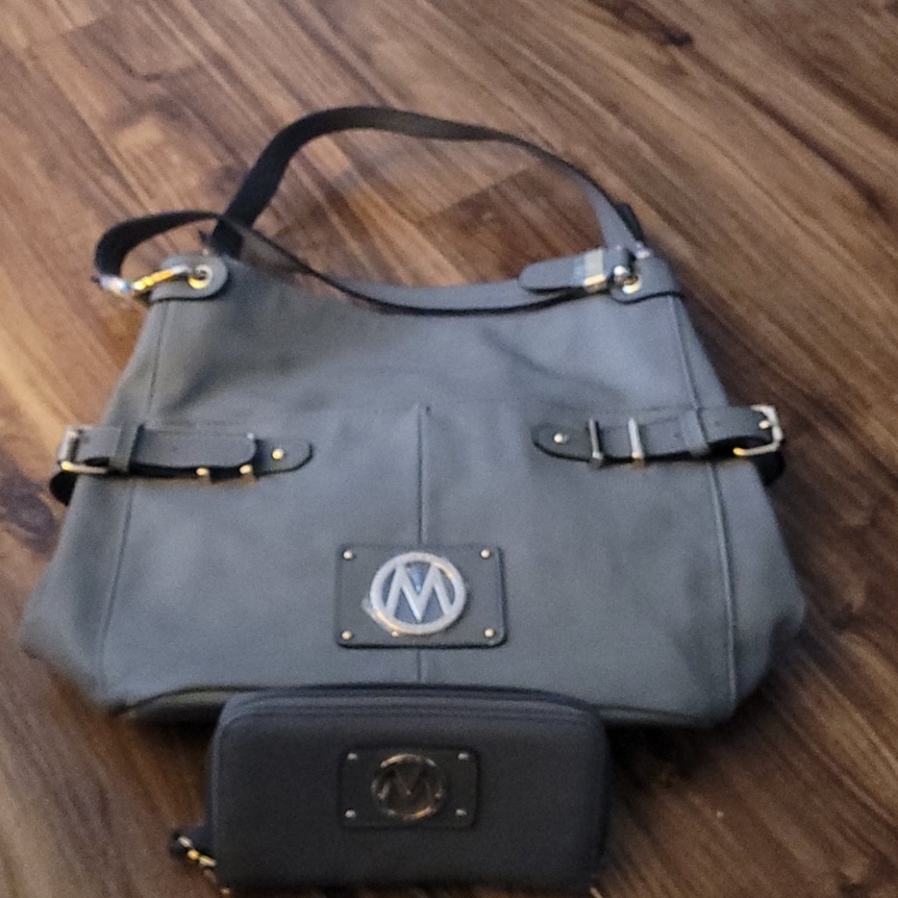 MKF collection by Mia K gray bag w/matching wallet